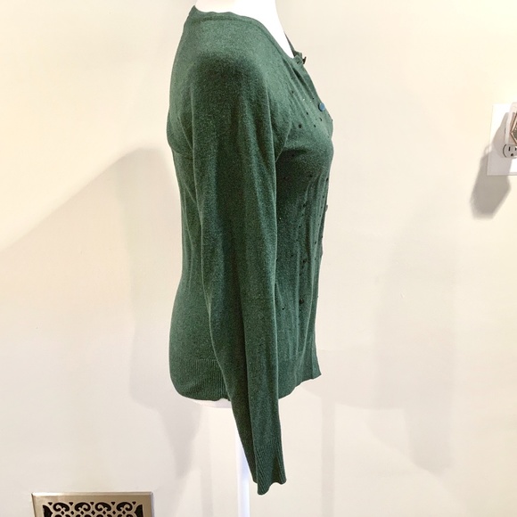 Merona Green Jeweled Long Sleeve Cardigan - Picture 6 of 9